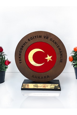 Türk Bayraklı Kurumsal Plaket, Kişiye Özel Ahşap Masa Üstü Ödülü