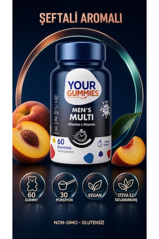 Y'our Gummie Erkek Multivitamin ve Mineral Gummies Ginseng ve Koenzim Q10 60 Gummies