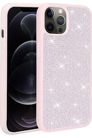 Apple Uyumlu iPhone 14 Pro Kılıf Parlak Taşlı Tasarım Zore Ston Kapak Pembe