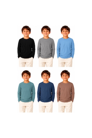 Monox Erkek Çocuk Uzun Kollu Sweat Body 6lı Set Siyah
