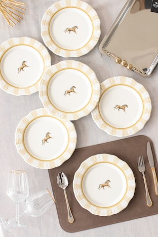 Majestic 6'lı Porselen Servis Tabağı - 25 Cm Beyaz Majestic 6'lı Porselen Servis Tabağı - 25 Cm Beyaz