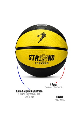 Telvesse Strong Basketbol Topu Pompalı Full Kauçuk Dayanıklı Deep Channel Kabartma No:7 B12 Sarı