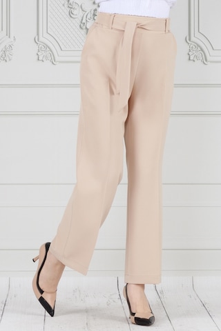 Sevitli Beli Bağlamalı Bol Paça Pantolon-bej-3667-bej Bej