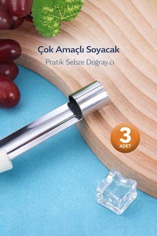 Çok Amaçlı Oyma Aparatı, Sebze Oyucu, Çelik Rende Oyucu, Pratik Sebze Doğrayıcı 3 Adet Çok Renkli Diğer