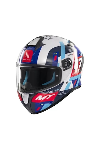 Mt Helmets Targo S D7 Mavi Sergio Garcia Motosiklet Kaskı Beyaz Mavi