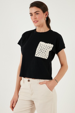 Lela Pamuklu Tek Cepli Regular Fit Bisiklet Yaka Bayan T Shirt 5865818 Siyah