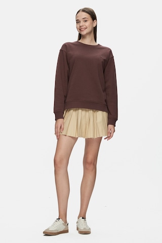 Ucla Sunnıva Kahve Bisiklet Yaka Nakışlı Loose Fit Kadın Sweatshirt Kahve