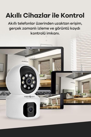 Q5 Smart Kamera Ses Kayıtlı Gece Görüşlü Full Hd 1080p Çift Kamera Kablosuz Wi-fi Ip