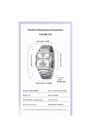 Sanda 747 Erkek Elektronik İnce Saat Siyah
