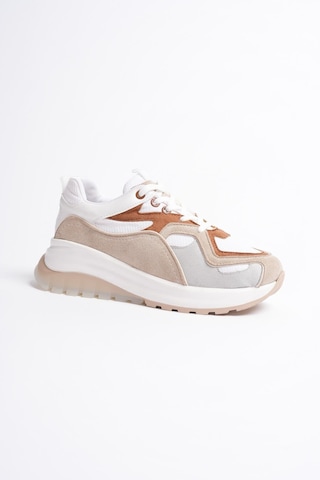 Mubiano Avira Kadın Beyaz Taba Kalın Tabanlı Spor Ayakkabı Sneakers Beyaz