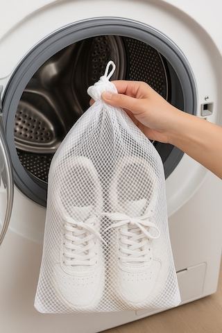 3 Lü Set Ayakkabı Yıkama Filesi 35x55 Cm Ağzı Büzgülü Çamaşır Makinesi Koruma Filesi Beyaz
