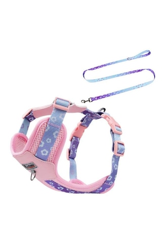 Yacel Duomm Köpek Tasması Ve Gezdirme Halatı Gögüs Ve Sırt Setli Reflektörlü Pembe