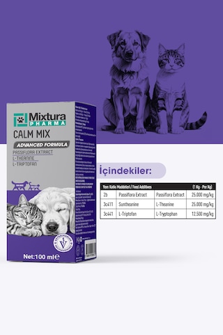 Mixtura Pharma Calm Mix Kedi Ve Köpek Sakinleştirmeye Vemaya Yardımcı Sıvı
