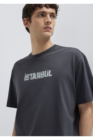 Mavi - İstanbul Baskılı Antrasit Tişört 0613593-80106