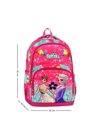 Yeni Sezon Kız Çocuk Su Geçirmez Kumaş Elsa Figürlü Pembe Renk 3'lü İlkokul Çantası Seti