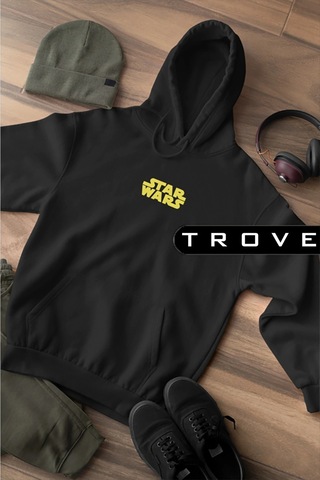 Startmore Unısex Kadın Erkek Star Wars Yıldız Savaşları Siyah Kapüşonlu Hoodie %100 Pamuk Tasarım Sweatshirt Siyah