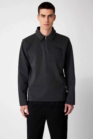 Benerly Erkek Polo Yaka Fermuarlı Standart Kol Sweatshirt Fonksiyonel Day Antrasit