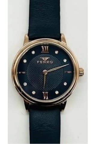 Ferro Lacivert Deri Kordon Kadın Kol Saati F21195bwt-t Rose Gold