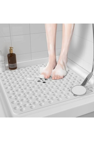 Mainshop Kare Vantuzlu Banyo Ve Duş , Küvet Içi Duşakabin Banyo Paspası 54x54cm M-149 Beyaz