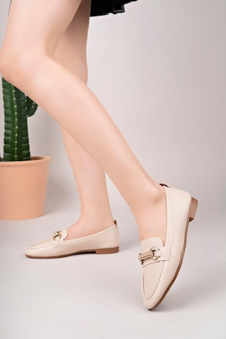 Aymood Kadın Loafer Makosen Casual Tokalı Günlük Ayakkabı Şık Ve Rahat D Nude Cilt Bej