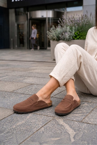 DMR Elegance Luvra Bağcıksız Hakiki Süet Deri Kadın Günlük Mantar Taban Loafer Klasik Ayakkabı Hdmt - Kahve Kahverengi