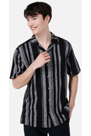Colin's Colins Normal Kesim Shirt Yaka Çizgili Siyah Erkek Kısa Kol Gömlek Cl1069245 Cl1069245 Q1.v1 Blk Siyah