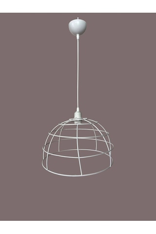 Yarım Küre Avize Teli , İskeleti 35x20 Cm Beyaz Statik Boyalı Duy Takımı Dahil Beyaz