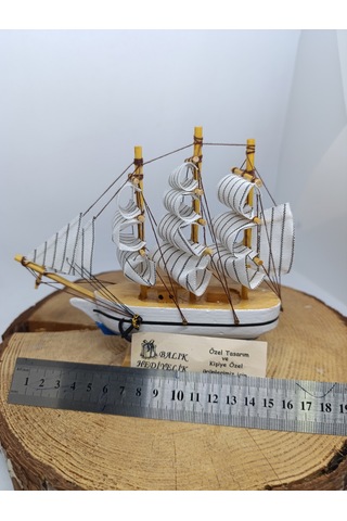 Yelkenli Ahşap Gemi-dekoratif-17 Cm