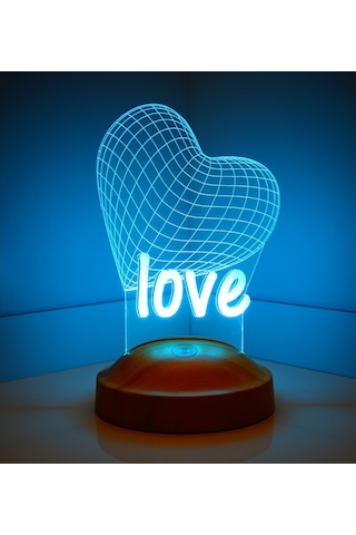 3D Led Lamba 3 Boyutlu 14 Şubat Love Özel Hediye Gecelambası Çok Renkli