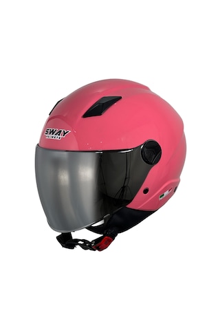 Sway 765 Gloss Pink Yarım Kask - Renkli Vizörlü