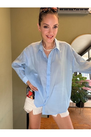 Ali Butik Mavi Rahat Kalıp Dökümlü Gömlek