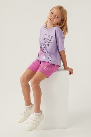Frozen Elsa Lila Kız Çocuk Şort Takım 5274-42768 Lila