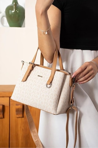 Just Polo Kadın Kabartma Desenli Lüks Omuz Çantası Shoulder Bag Krem - Taba