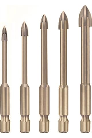Fosenze Çelik Karbür Matkap Ucu Seti, Cam, Seramik, Duvar, Ahşap Delme İçin Çok Amaçlı 5'li 3-4-5-6-7mm Delme Aleti Seti