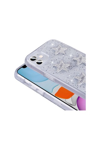 Apple Uyumlu iPhone 11 İle Airbagli Simli Arka Yüzeyli Kapak