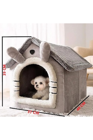 Tineke Klasik Model Yumuşak Kedi Yatağı Derin Uyku ve Kış Evi Medium