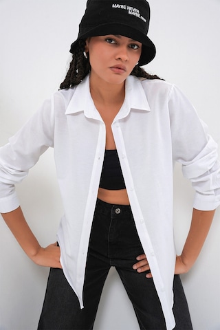 Bigdart Kadın Oversize Basic Gömlek 20349 - Beyaz
