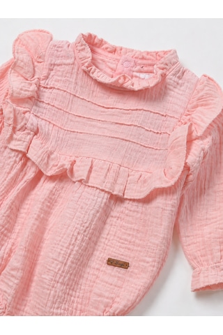 Babyhola Kız Bebek Çıtçıtlı Badi Müslin Fırfırlı Bayramlık 22412 Somon