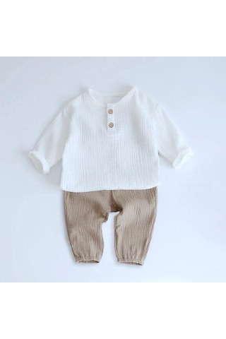 Siyah Bahar Erkek Bebek Giysileri Yürümeye Başlayan Yumuşak Pamuklu Uzun Kollu Tişört T-shirt + Pantolon 2 Adet Çocuklar Kıyafetler Siyah