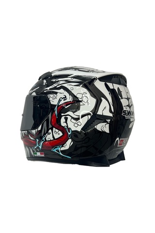 Sway Sw-820 Beast Full Face Kapalı Kask Beyaz - Kırmızı - Siyah
