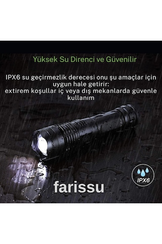 Süper Parlak Ve Suya Dayanıklı Small Sun Sm-771 El Feneri - 700 Metre Menzil Siyah