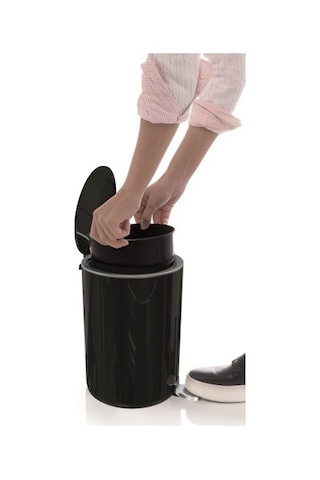 Primanova Lenox Siyah Pedallı Çöp Kovası 5 Litre M-E66-06 Siyah