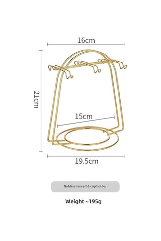 Wezone Gümüş Renkli Demir Çelik 6 Bardaklı Kahve Fincan Rafı, Retro Tasarım, Ev-café Restoran Kullanıma Uygun, Kolay Kurulum, Uluslararası Standartlar