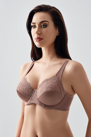 New Bra Kadın C Kap Dantelli Balenli Desteksiz Toparlayıcı Sütyen Vizon 2305 Vizon