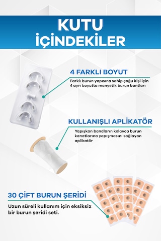 Eldi Medikal Manyetik Burun Açıcı Bandı Başlama Seti 30 Çift Beyaz