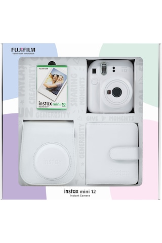 Fujifilm İnstax Mini 12 Fotoğraf Makinesi + 10'lu Film + Kare Albüm + Deri Kılıf Seti