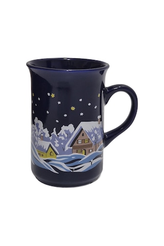 Vintage Christmas Kar Yağışı Temalı Porselen Kupa 10,5cm 003 Çok Renkli
