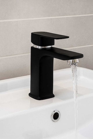 Rudi Armatür Siyah Renk Şelale Lavabo Bataryası Siyah