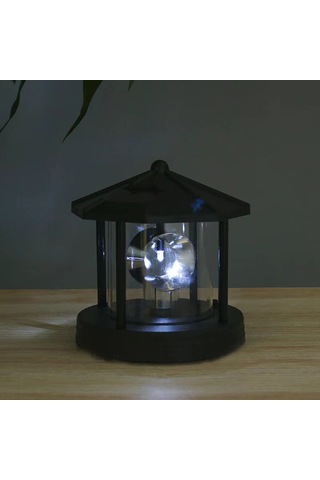 Mufunye Orta Boy Siyah Güneş Enerjili Döner Fener, Bahçe Çevre Aydınlatması, Ip44 Hava Dayanıklı Led Bahçe Dekorasyon Lambası