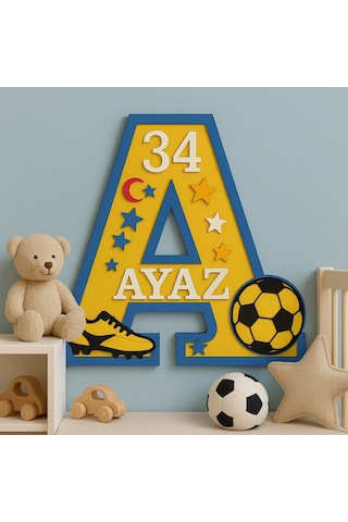 Çocuk Odası Kapı Veya Duvar Süsü Kişiye Özel İsim Yazılı No:1004 Mavi - Kırmızı